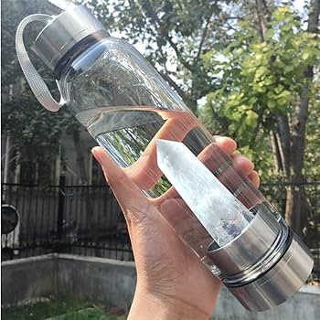 Amazon.co.jp: UHottest 天然クリスタル 水筒、ナチュラル